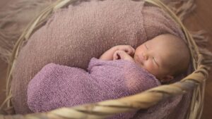 Newborn baby sleeping peacefully